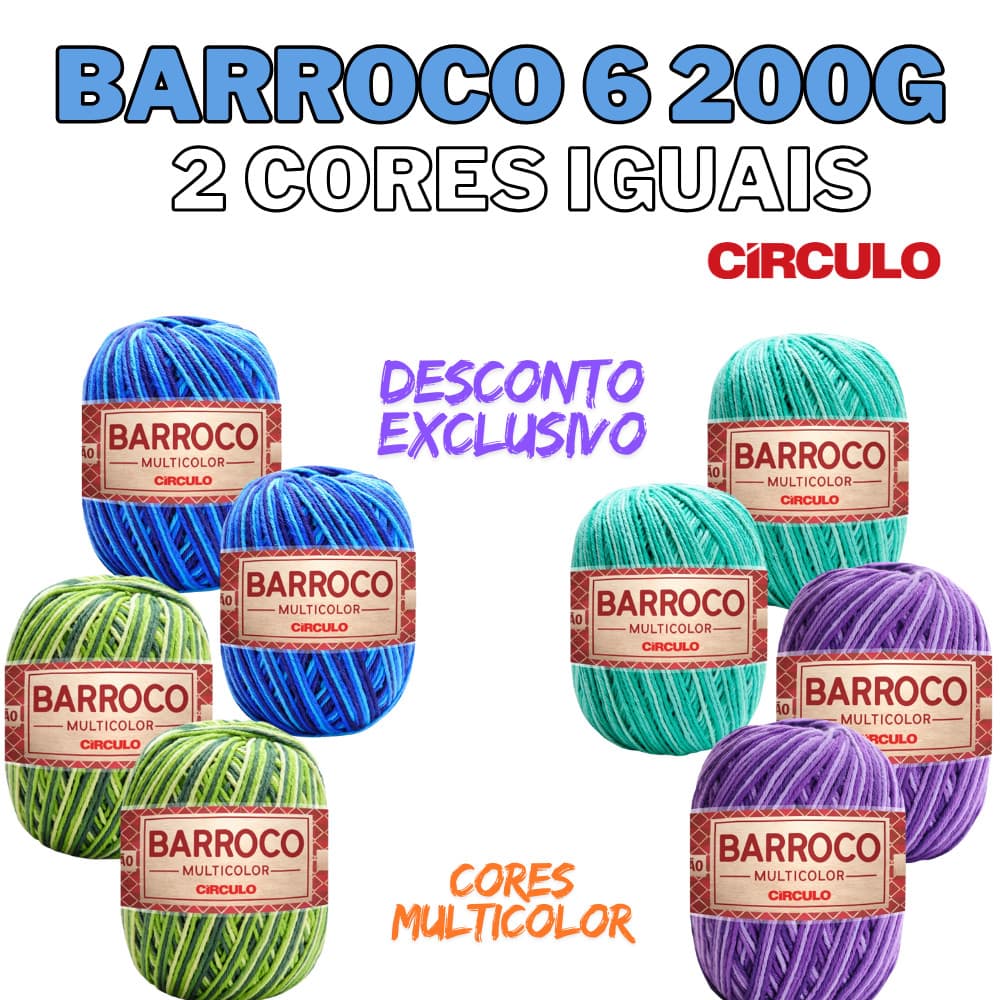 Kit de Barbante Barroco Multicolor Nº 06 200g Circulo - kits com 2 cores iguais