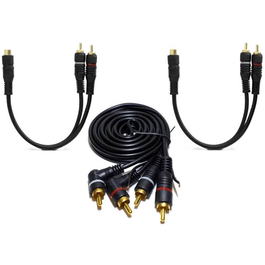 Kit Cabo Rca 1 Metro + 02 Cabos Rca Y 1f/2m 2 Machos 1 Fêmea