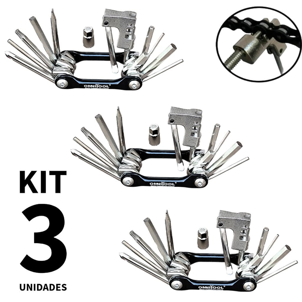 3x Canivete Kit 12 Funções Bike Chave Corrente Bicicleta Mtb Reparo ferramenta manutencao Allen