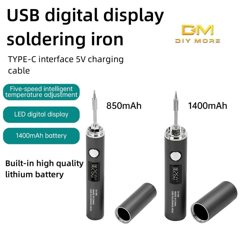 DIYMORE ferro de solda USB Tipo C plug-in cinco velocidades ajuste de temperatura pequeno mini ferro de solda