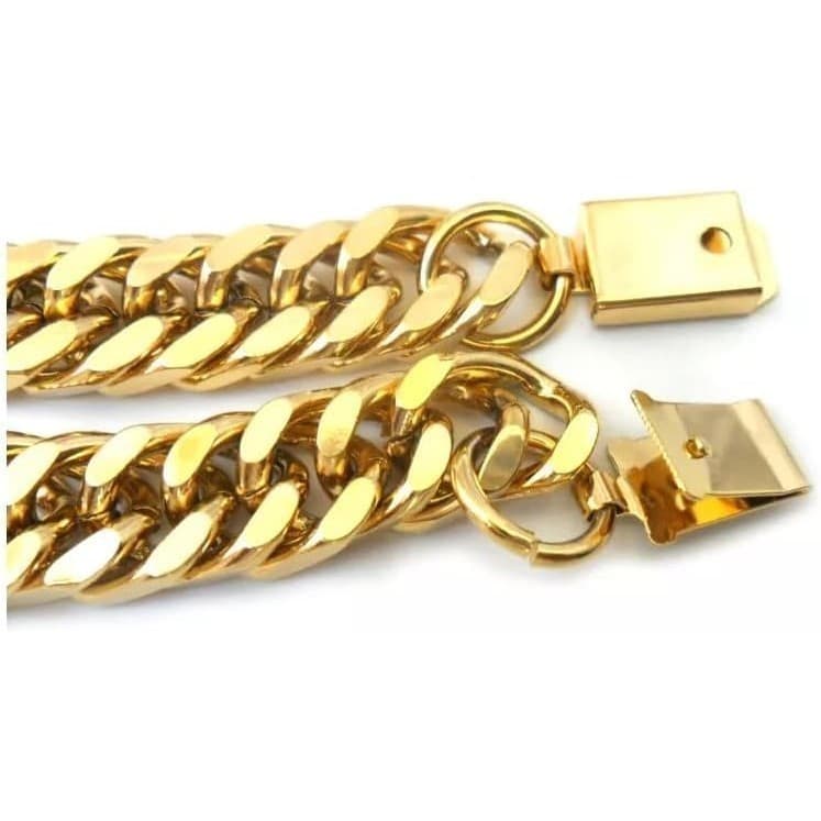 Pulseira Elo Duplo Elegante Top Masculina Banhada A Ouro Grossa