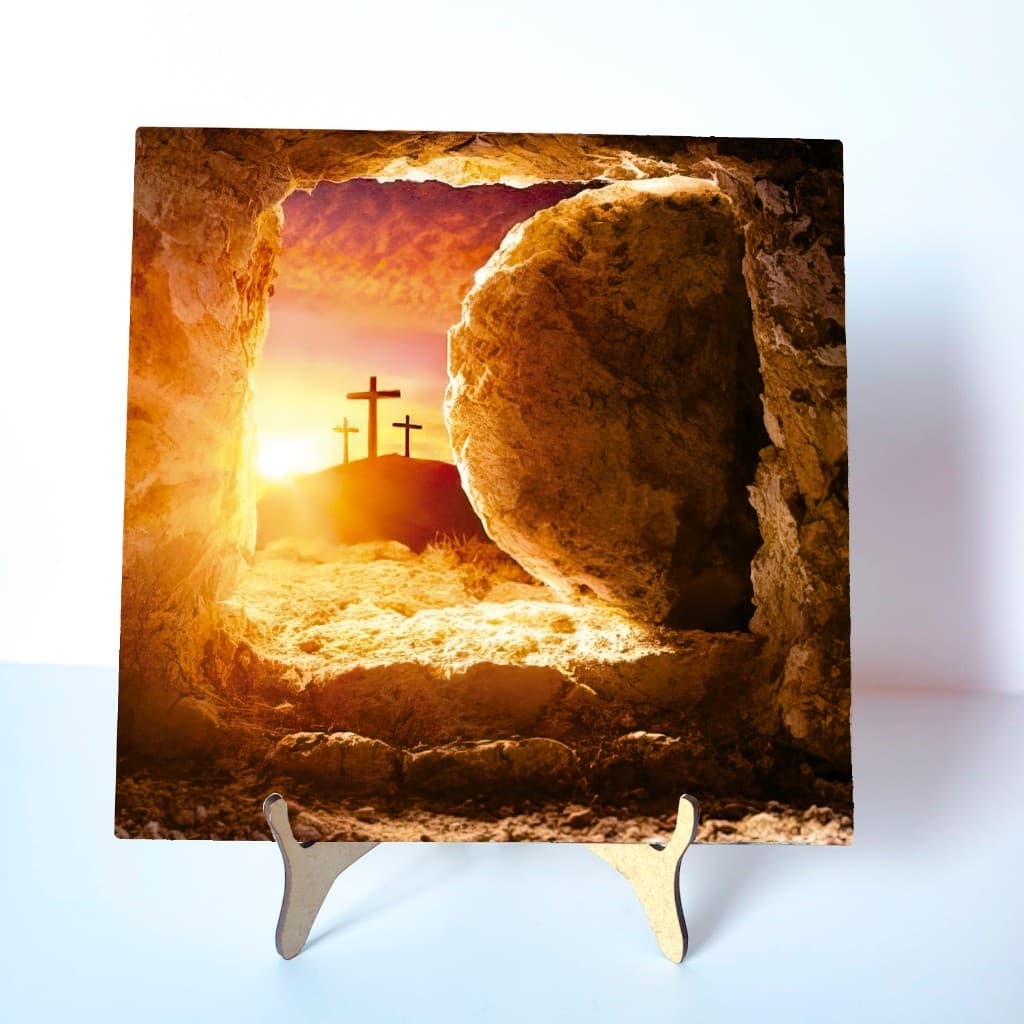 Páscoa Decoração Placa decorativa de 20cm em MDF Ressurreição de Cristo