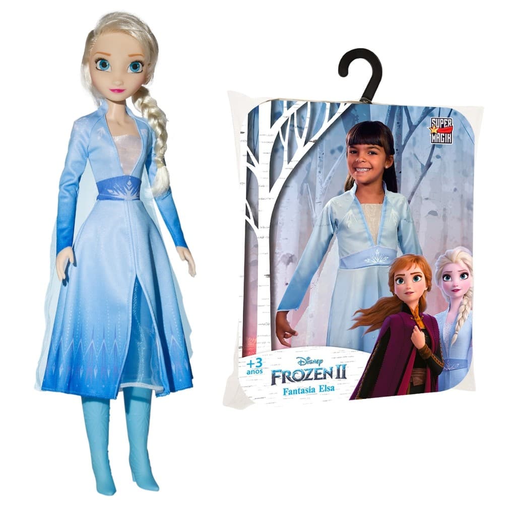 Kit Boneca e Fantasia Elsa - O Mundo de Frozen na Sua Casa!