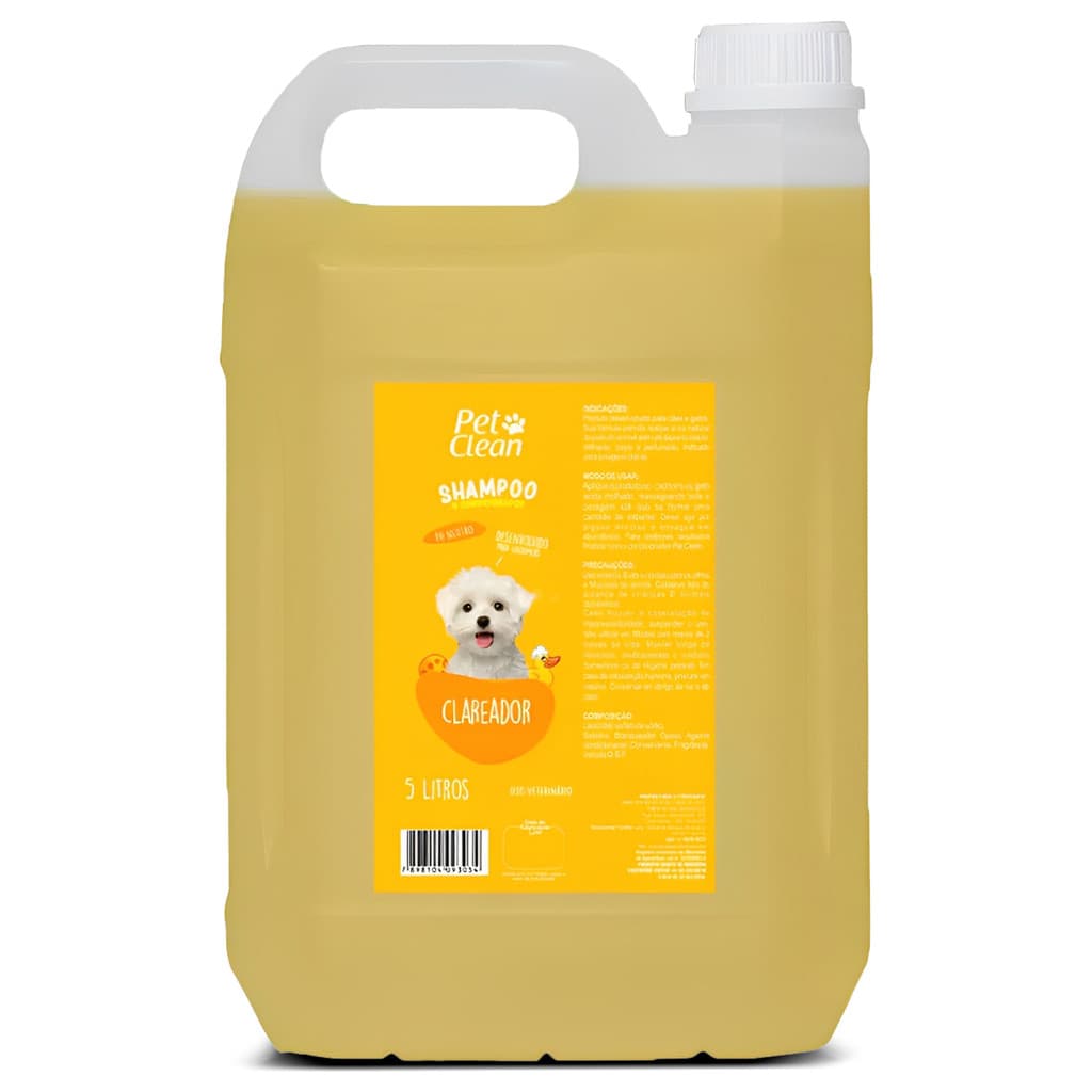 Shampoo e Condicionador Clareador Pet Clean Cães e Gatos 5L