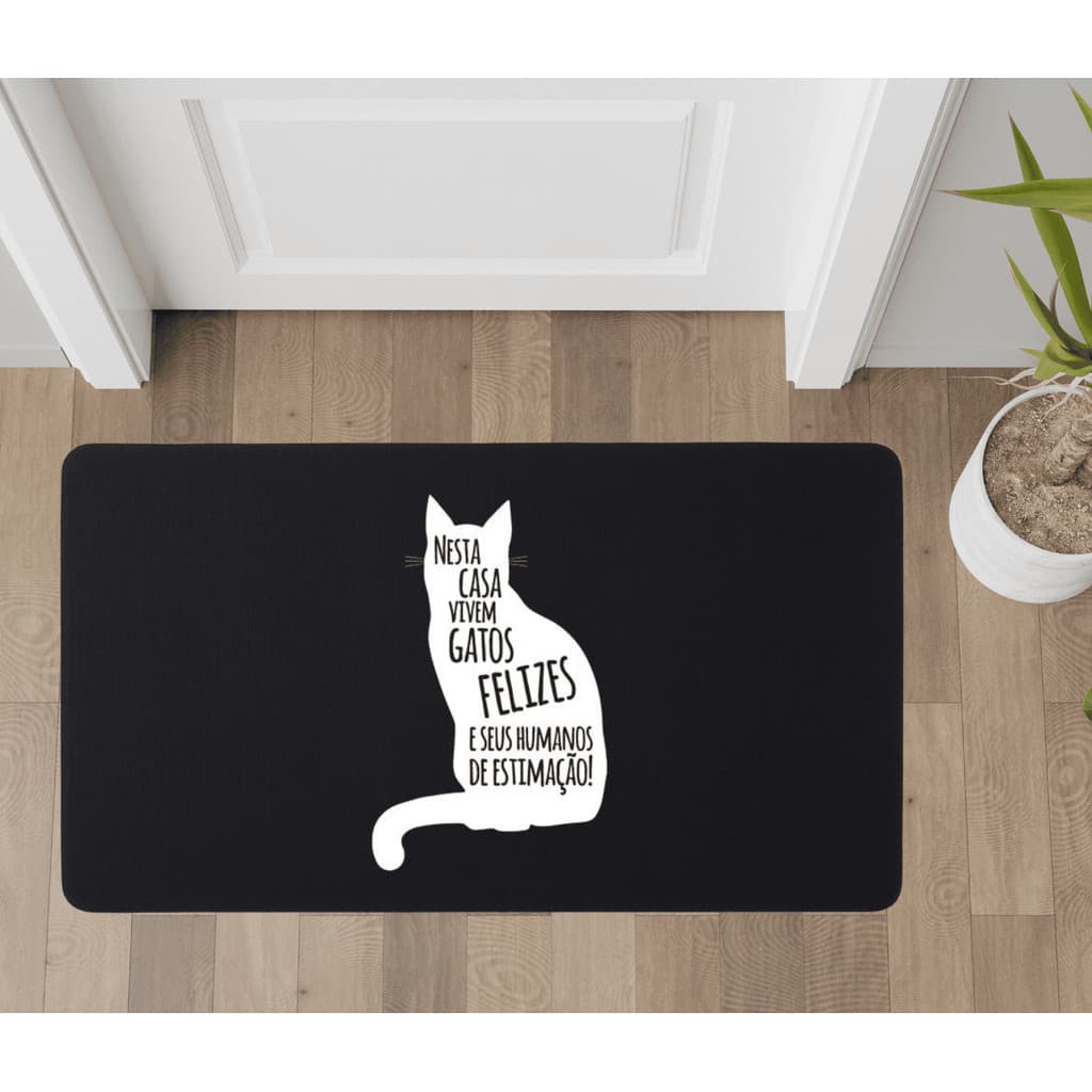 Tapete Capacho de Entrada Casa Sala Quarto Antiderrapante 40x30 Gatos Animais de Estimação