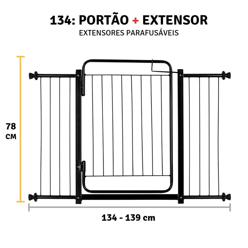 Grade De Porta Portão Pressão Pet Cães Criança 134 A 139 Cm