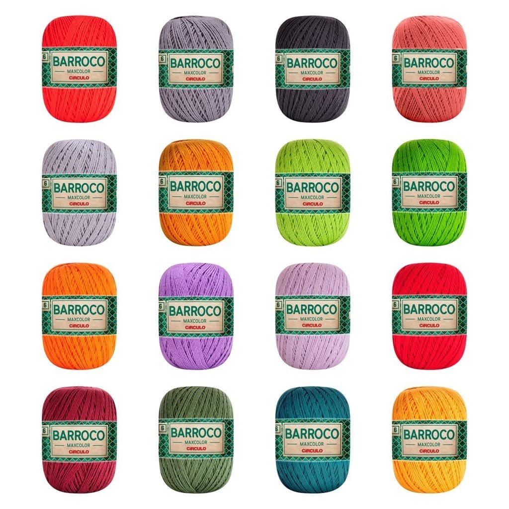 Barbante Barroco MAXCOLOR 6 Fios 200gr Círculo Cores De M a Z