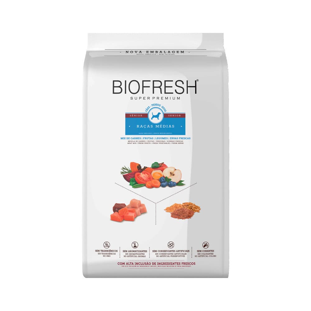 Racao Biofresh Caes Senior Racas Medias Mix Carnes 10,1kg