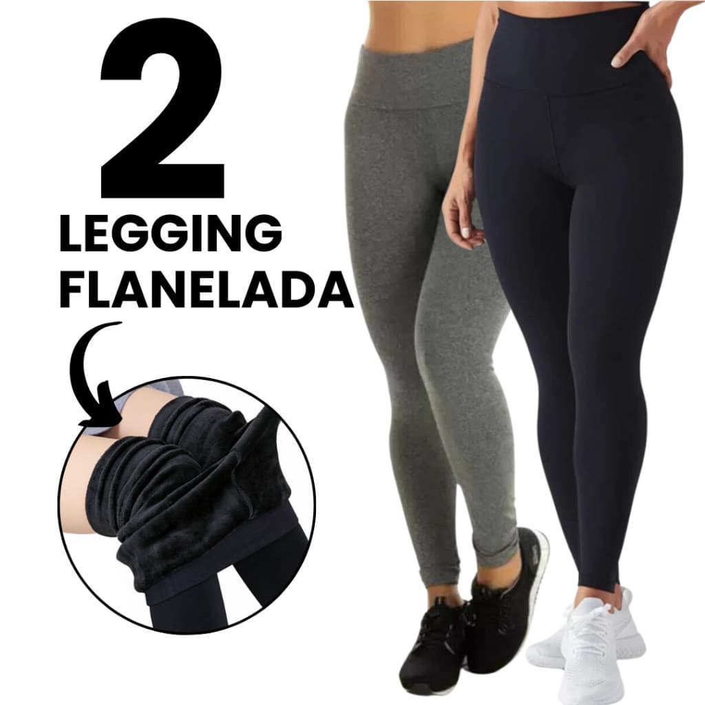 Kit 2 Calça Peluciada Térmica Flanelada Inverno Frio Preta Cinza Azul Vinho
