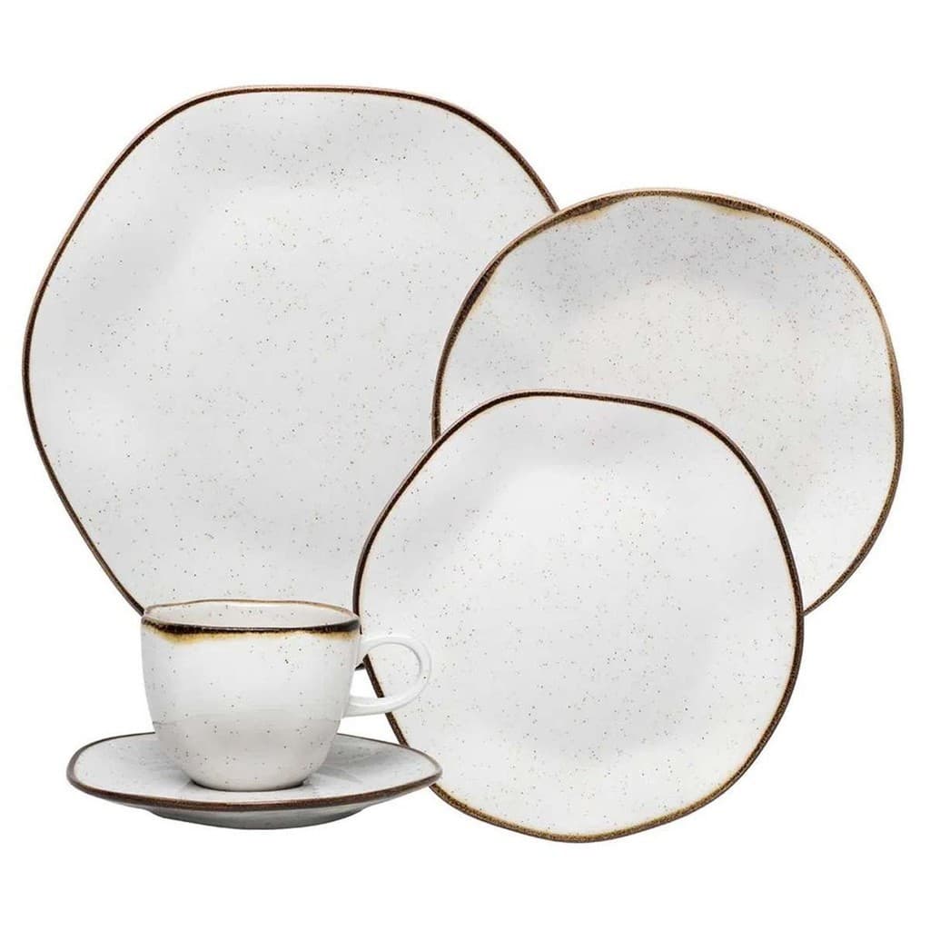 Aparelho De Jantar E Chá 20 Peças Porcelana Ryo Maresia Oxford