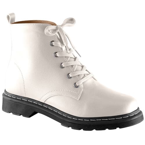 Bota Coturno Feminino Via Uno Off White Detalhes em Strass Elegância Conforto  Solado Antidarrapante