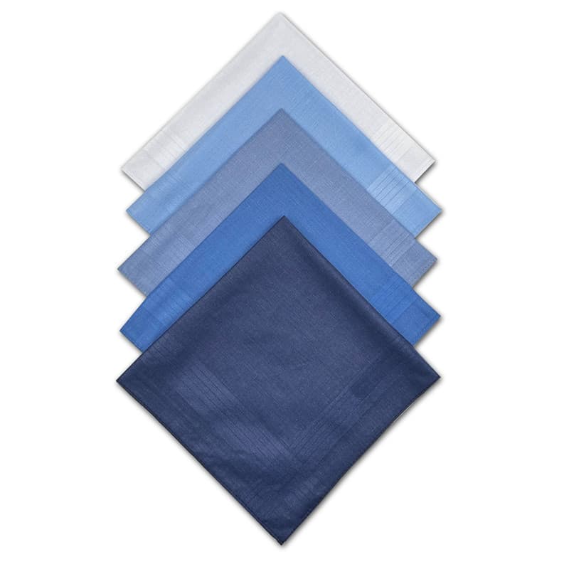 5 Pçs/set 40x40cm Cor Sólida Azul Branco Bolso Quadrados Para Homens Lenços Terno De Algodão Macio De Suor Presente De F