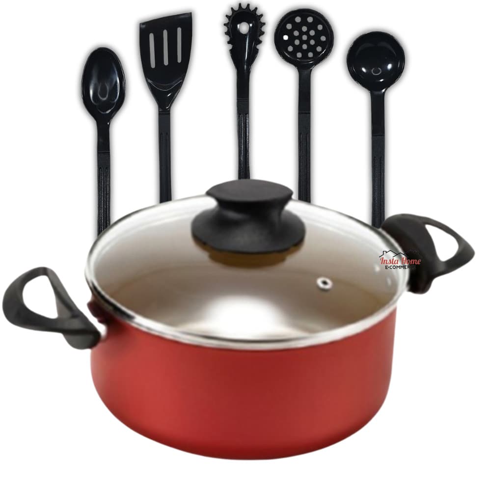 Kit Panela Caçarola 24 TAMANHO GRANDE Antiaderente Teflon Com Utensílios