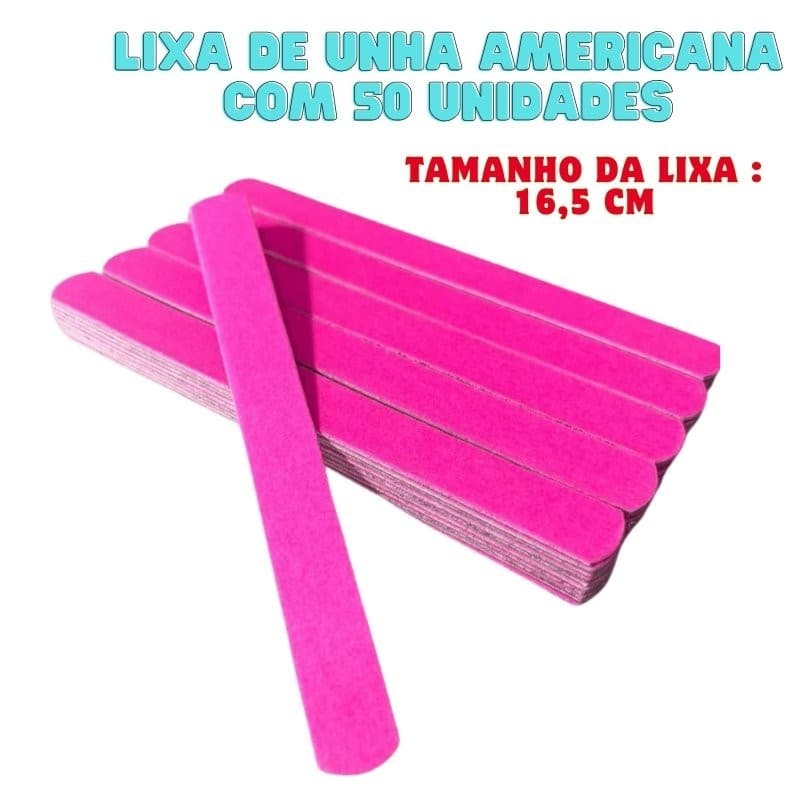 Lixa de Unha Americana Larga Rosa com 50un