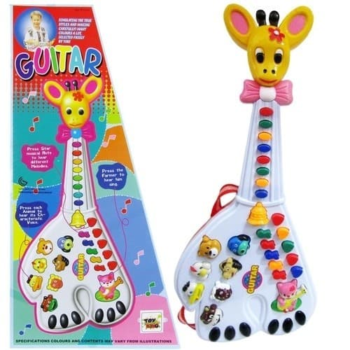 Guitarra Girafa Musical Com Sons de Bichos e Luzes 26 Teclas - Diversão Interativa!