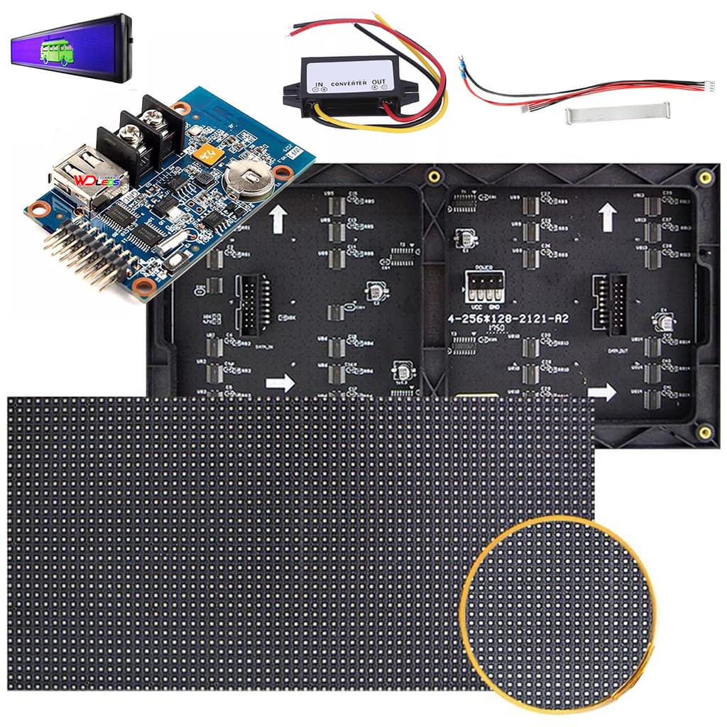 Kit Painel P5 Full Color 32x16 Cm +Placa Wf1 + Conversor 12v