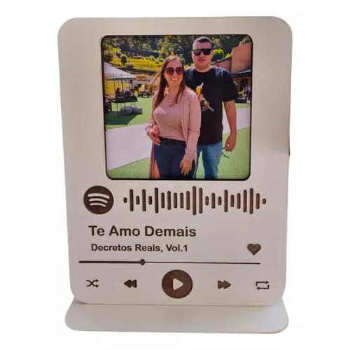 Porta Retrato MDF Música Spotify Presente Criativo Dia dos Namorados Presente Para Mãe Pai Data Especial