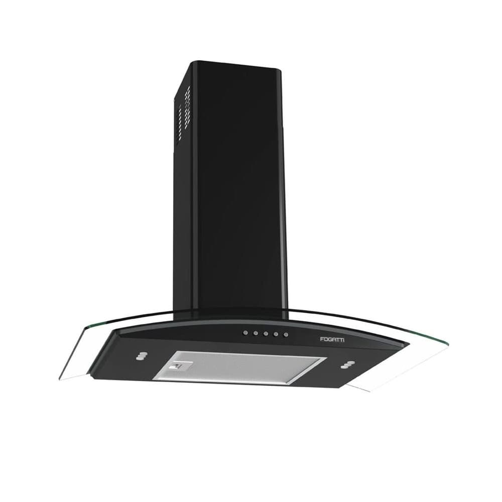 Coifa Parede Vidro Curvo Clean Black 4 e 5 Bocas 70cm Fogatti 220V