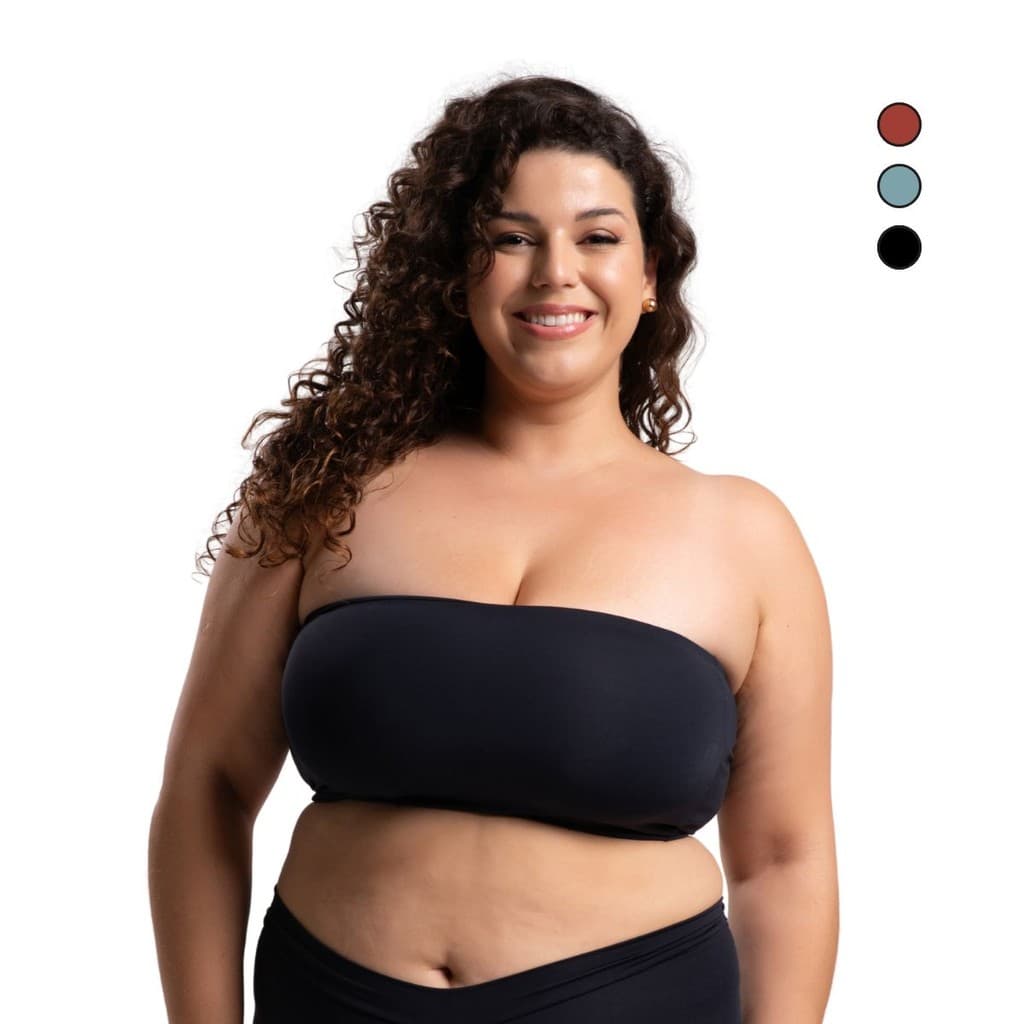 Sutiã Top Faixa Plus Size Microfibra Tomara Que Caia Sem Bojo