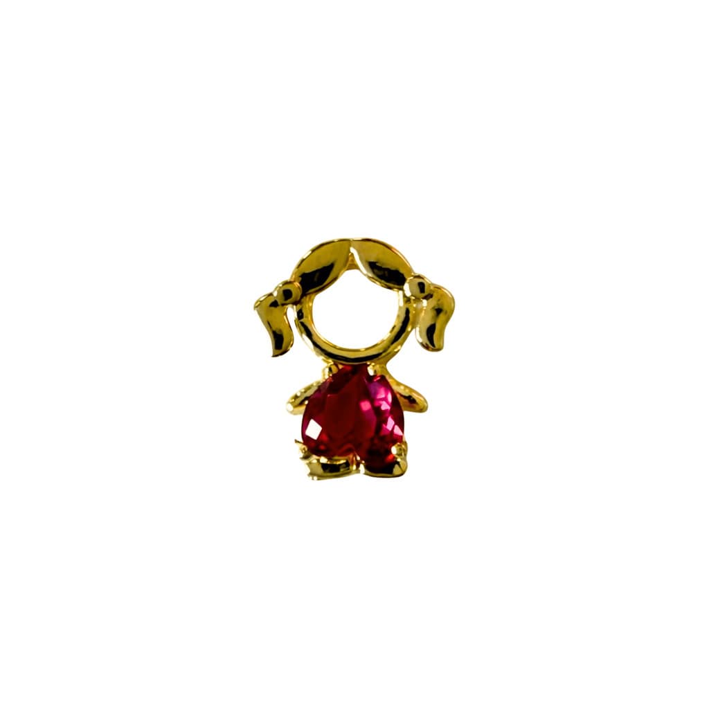 Pingente Menina Banhado a Ouro 18k Coração Rosa Filha/ Afilhada/ Irmã - SEM CORRENTE