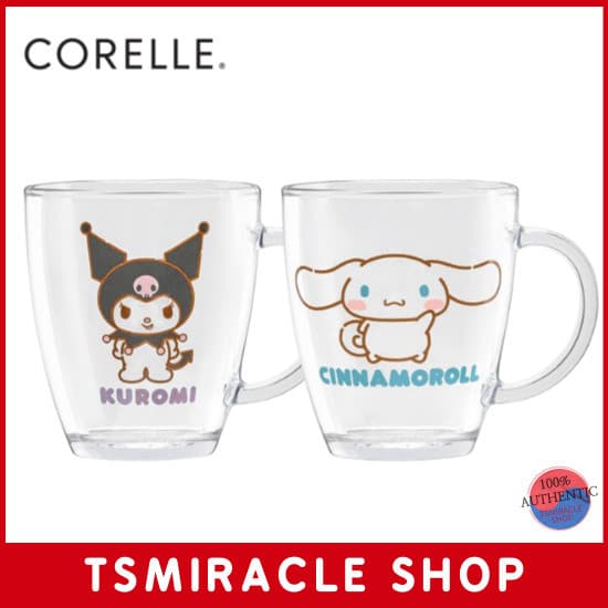 Caneca De Vidro Corelle Coordenadores Sanrio Kuromi Cinnamoroll 380ml