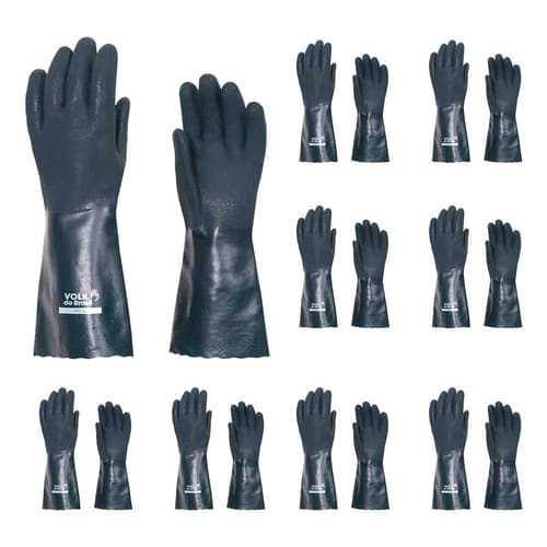 Kit C/ 12 Luva Pvc Proteção Termica Quimica Volk Punho 36cm  CA 37127.