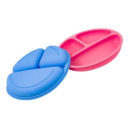 Prato de Silicone Bebê com Ventosa e Divisórias Clingo BLW Antiderrapante