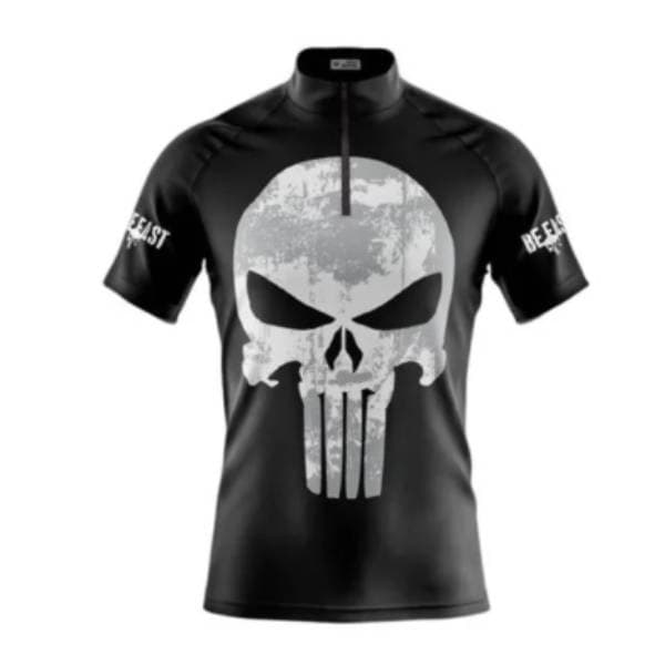 Camisa Ciclismo Esporte Bike Ciclista C/proteçao Uv - Punisher Preto e Branco