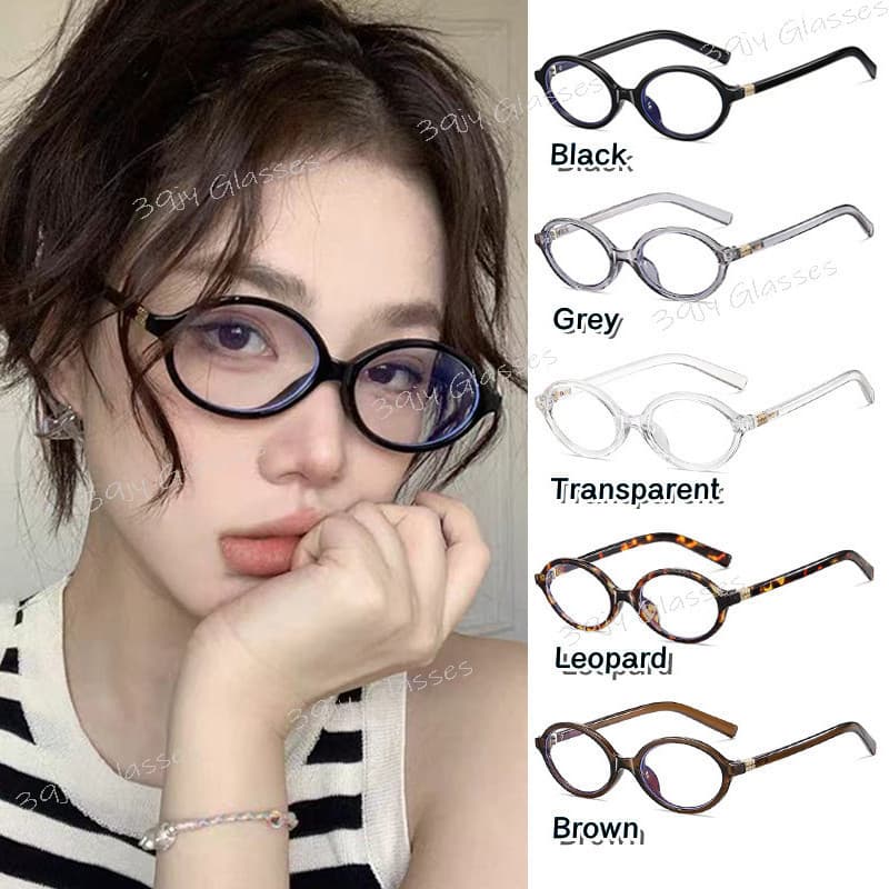 Moldura Oval Coréia Retro Óculos Anti-Luz Azul Para Mulheres De Moda Leopardo Lente
