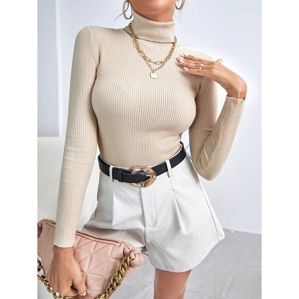 Blusa Feminina Tricô Gola Alta Cacharrel Lã Básica Moda Suoer Eenvio !!