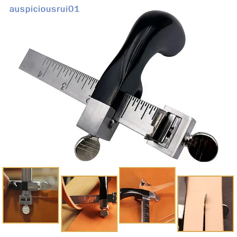 [Auspiciosorui01] Medidor De Corte De Cinto De Couro Para Desenho Ferramenta De Tira Diy Ferramentas Manual Com 2 Lâmina