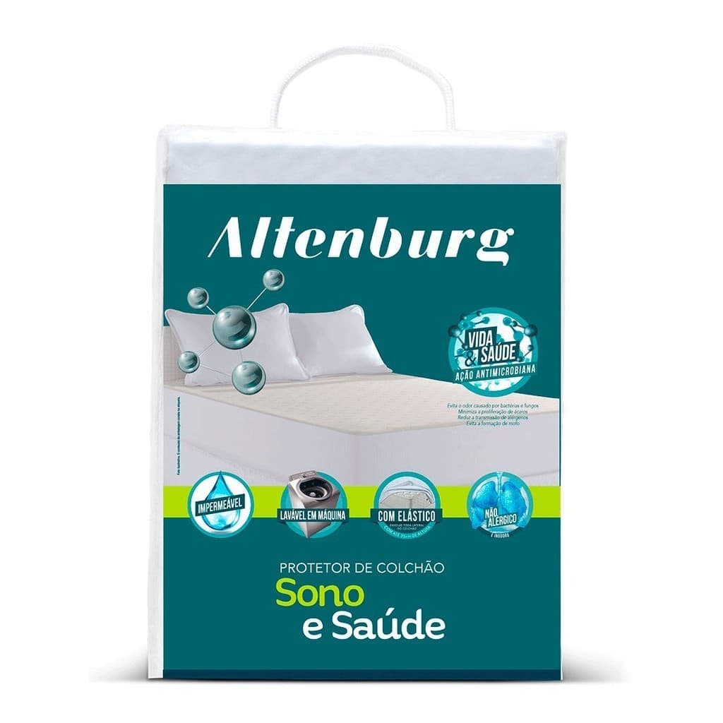 Protetor de Colchão King Size Impermeável C/Elástico Sono e Saúde Branco 1,93m x 2,03m Altenburg