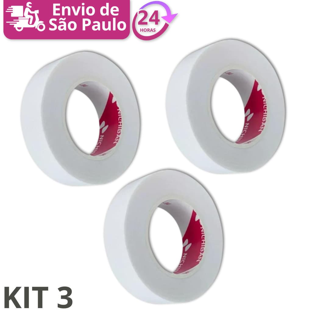 Kit 3 Adesivo Fita Micropore Japonesa Extensão Alongamento De Cílios Tufinho Fio A Fio Confortável