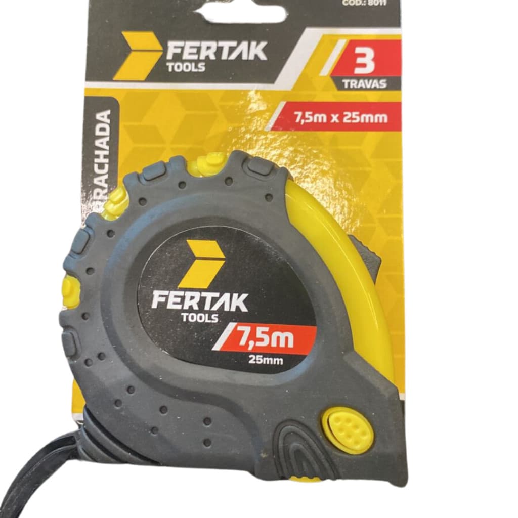 Trena De Aço Emborrachada Com Trava 7,5 Mt X 25mm Fertak