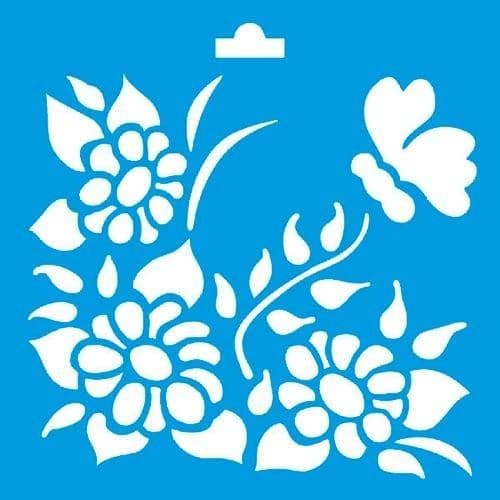 Stencil Litoarte  10 x 10 cm - ST-X-051 Margaridas