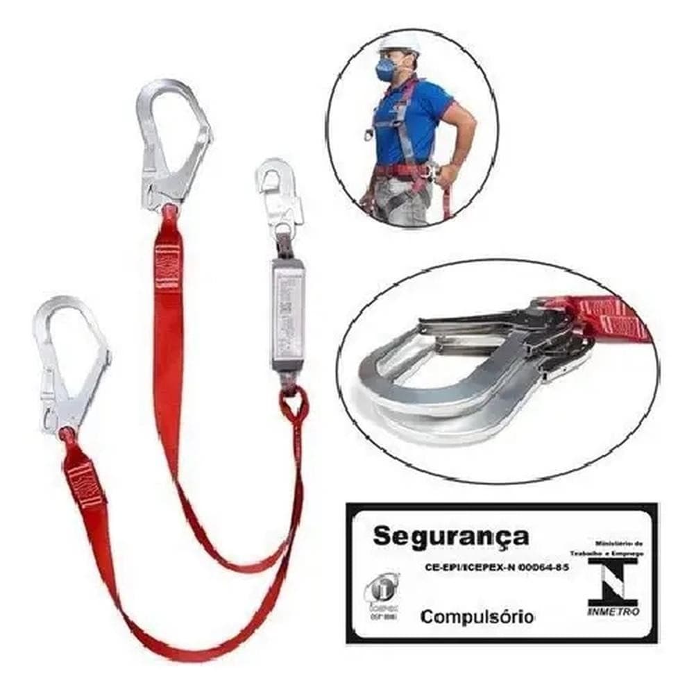 Talabarte Duplo em Y Com Absorvedor de Energia, Gancho 55MM Camper CP2101