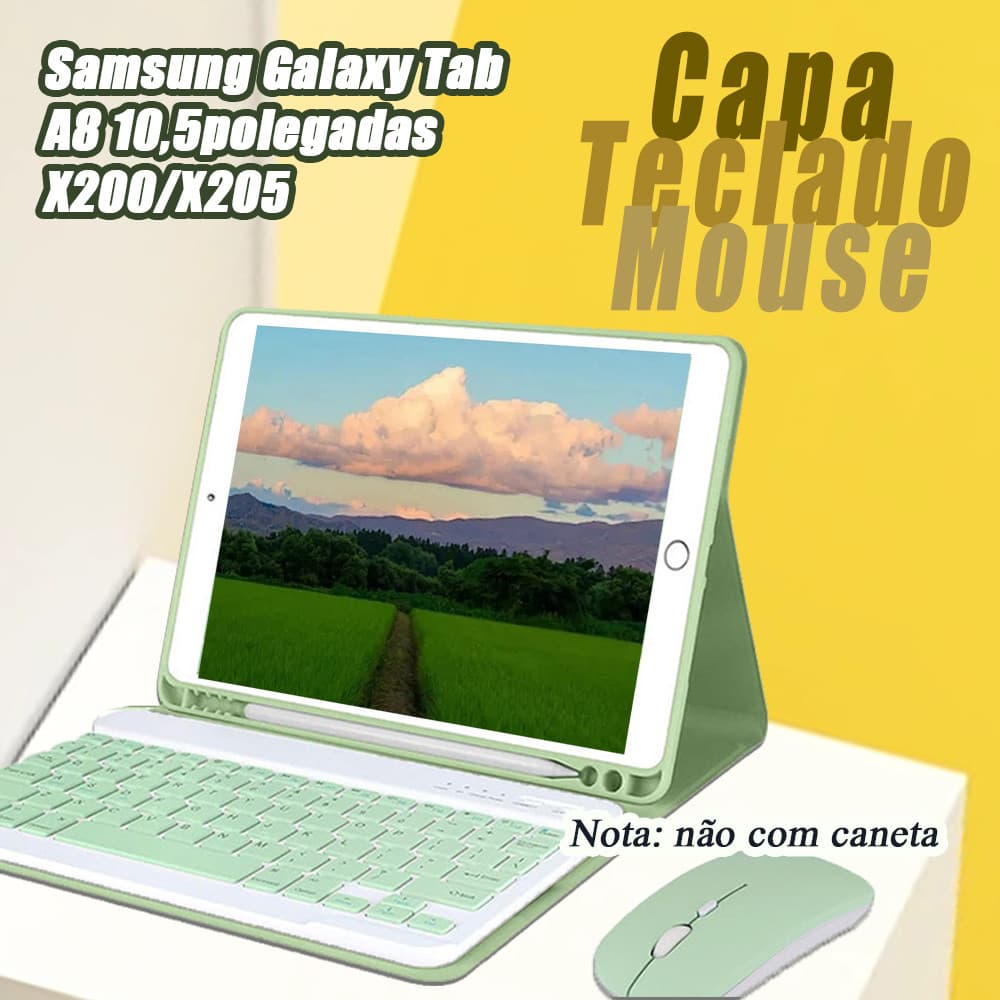 capa para tablet com teclado e mouse para 2021 Samsung Galaxy Tab A8 10.5polegadas X200/X205