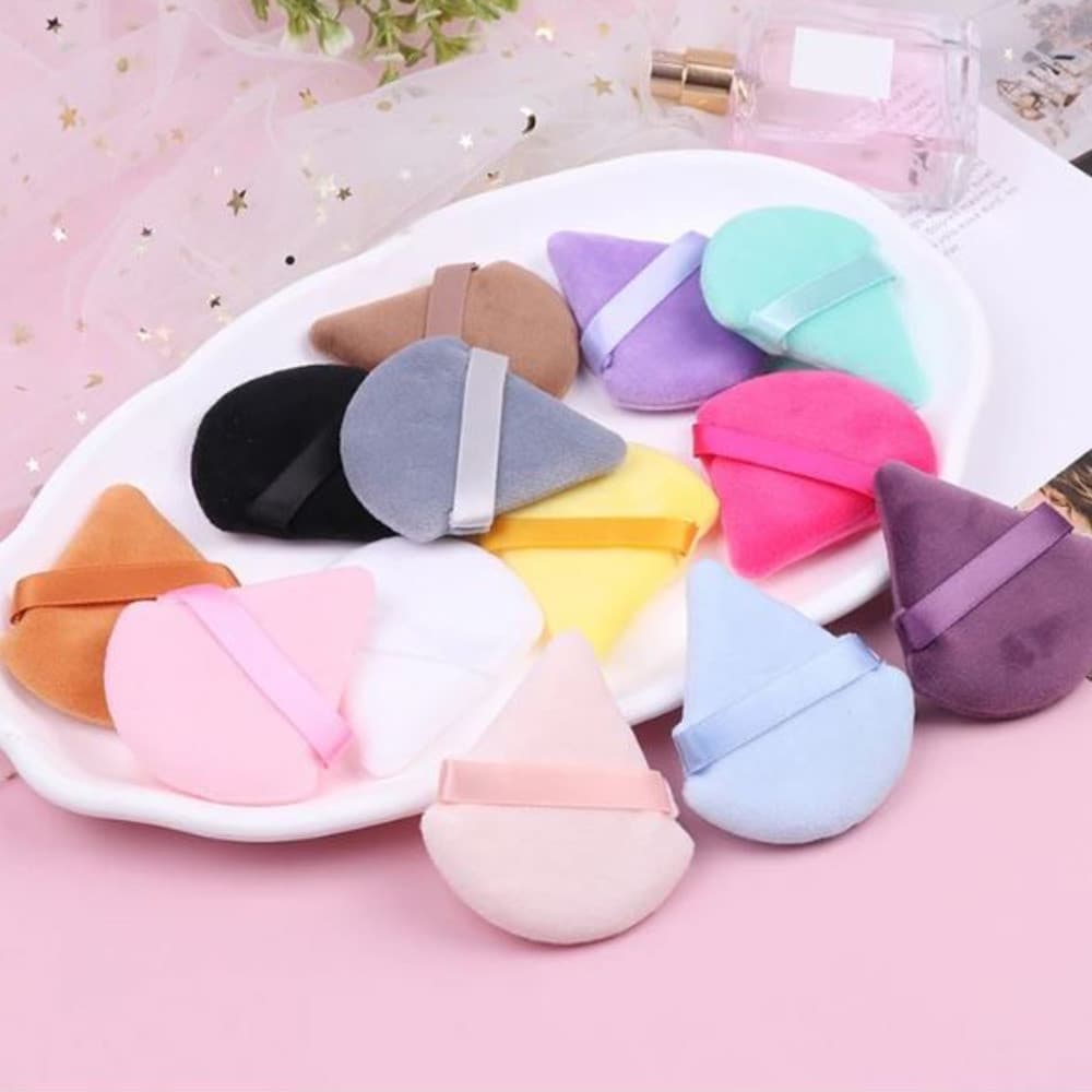 Esponjas Puff Triangulares de Veludo Para Maquiagem/ Pó Solto e Compacto/ Macias e Laváveis - WL