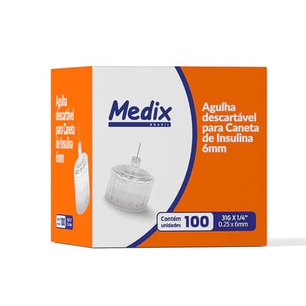 AGULHA PARA CANETA DE INSULINA 31G 6MM MEDIX