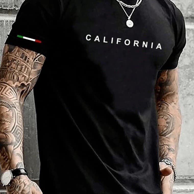 Camiseta Masculina California 100 Algodão Gola Redonda Confortável e Leve