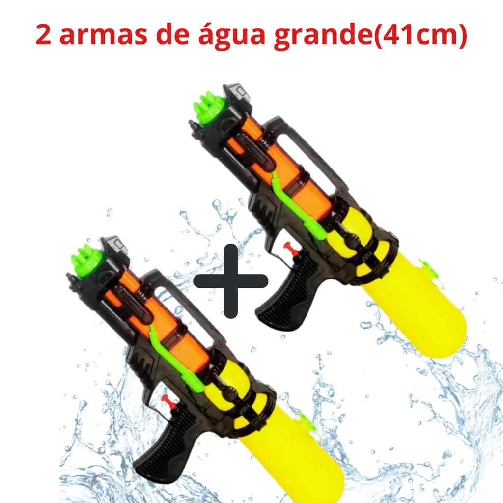 kit 2 Arma Pistola Arminha Lança Agua 41cm Plastico Verão Praia Infantil Criança
