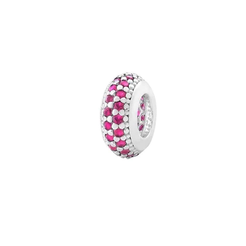 Berloque Prata 925 Separador Zircônia Rosa Feminino Compatível com todas Pulseiras Berloque