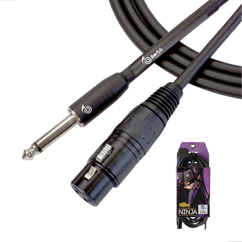 Cabo Para Microfone Bertô By Santo Angelo Ninja Balanceado 4,5 Metros Chumbo P10 Macho XLR Femea