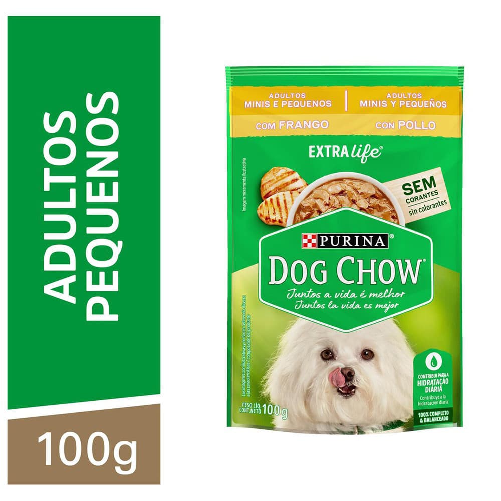 Ração Úmida Nestlé Purina Dog Chow Sachê Frango para Cães Adultos Raças Minis e Pequenas - 100Gr