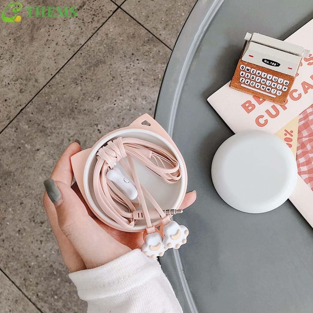 THEMS Earphones Fones De Ouvido Lovely Cute Portable Headphone Sport Baixo Som Microfone De Gato Remoto Com
