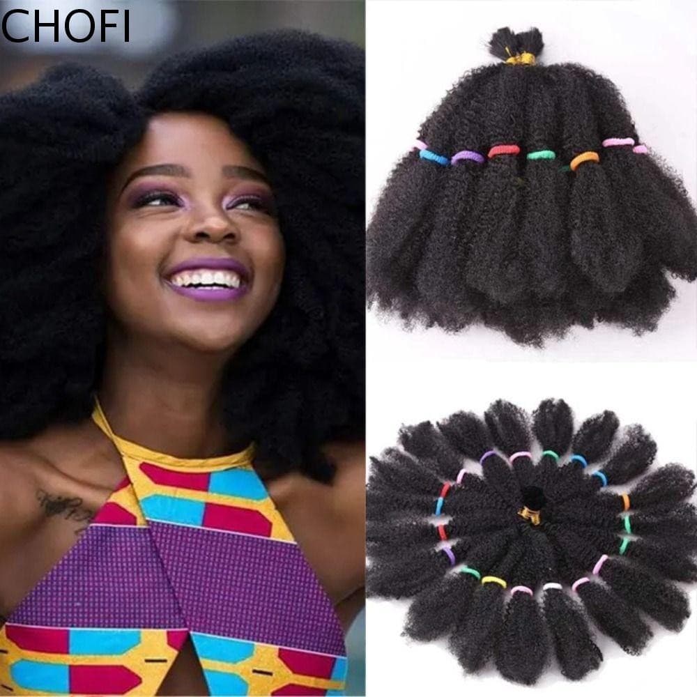 CHOFI Afro Encaracolado Cabelo Sintético Preto DIY Elegante Diário Fofo Loiro Macio Marrom Kinky Tranças Em Massa