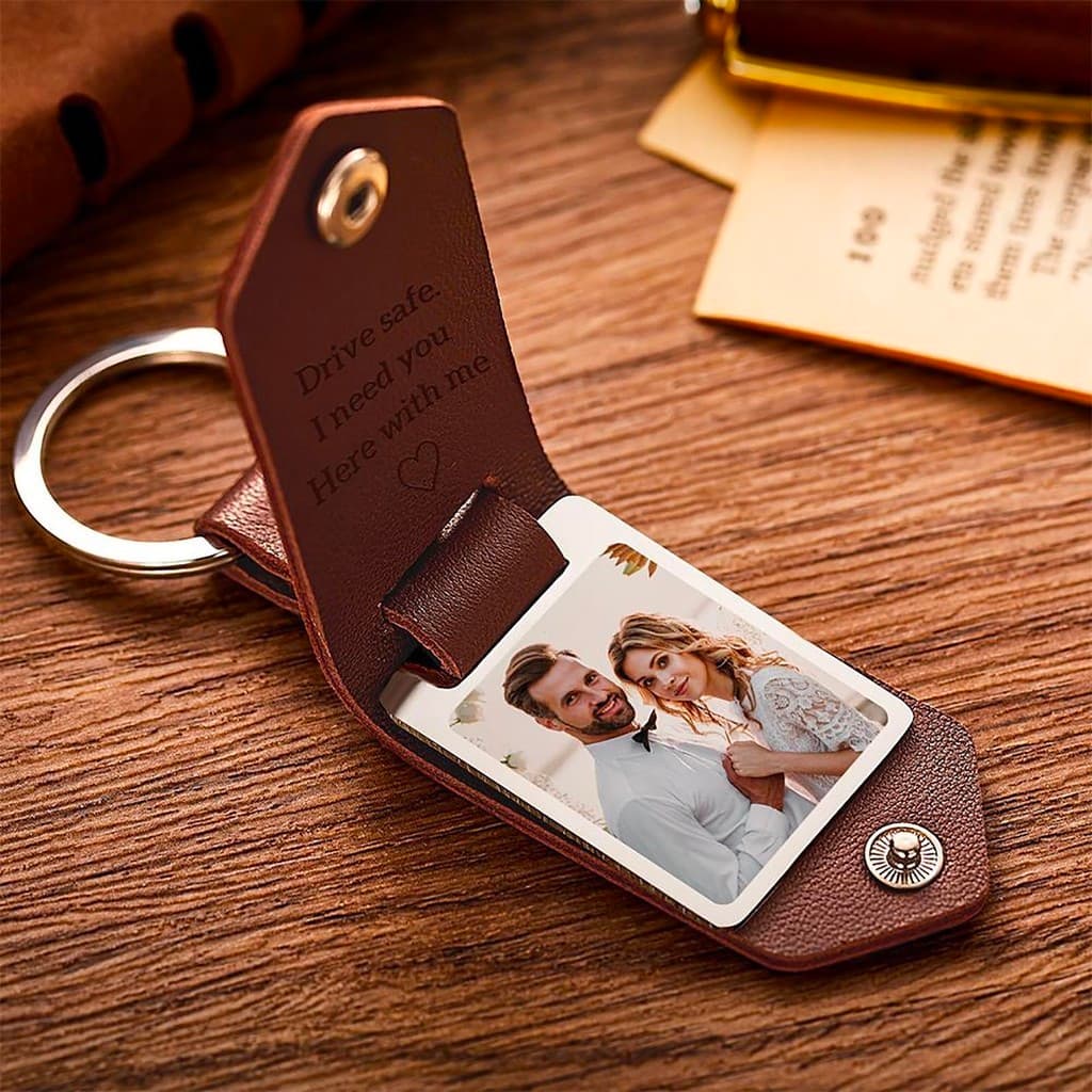 Chaveiro Fotográfico Personalizado Para Casal De Couro PU Homens Mulheres Presente De Aço Inoxidável Namorado
