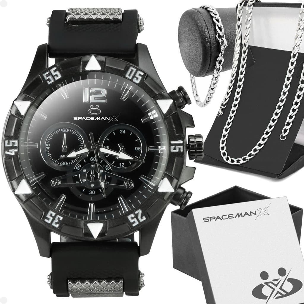 relogio masculino aço inox + cordão prata grumet + pulseira inoxidável original qualidade premium