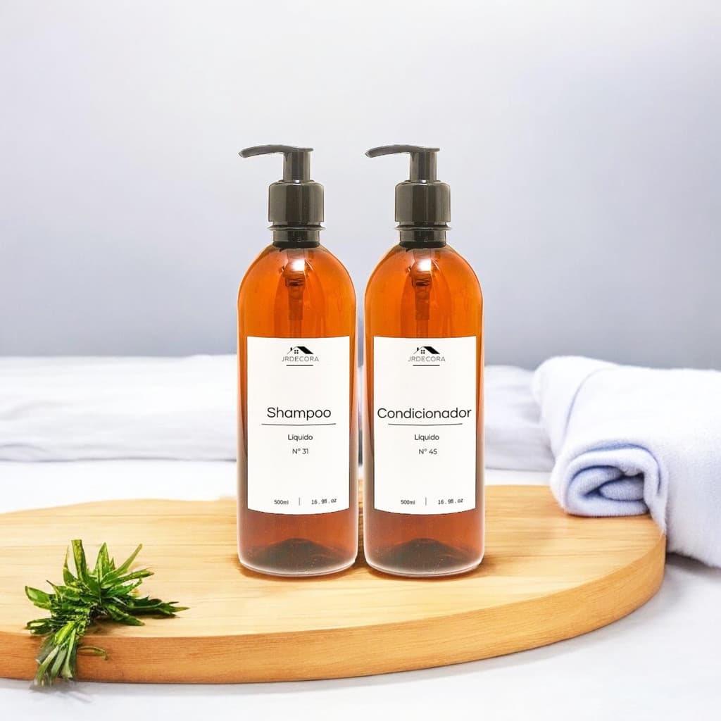 Kit Âmbar 2Pçs 500ml Shampoo Condicionador Banheiro Prime