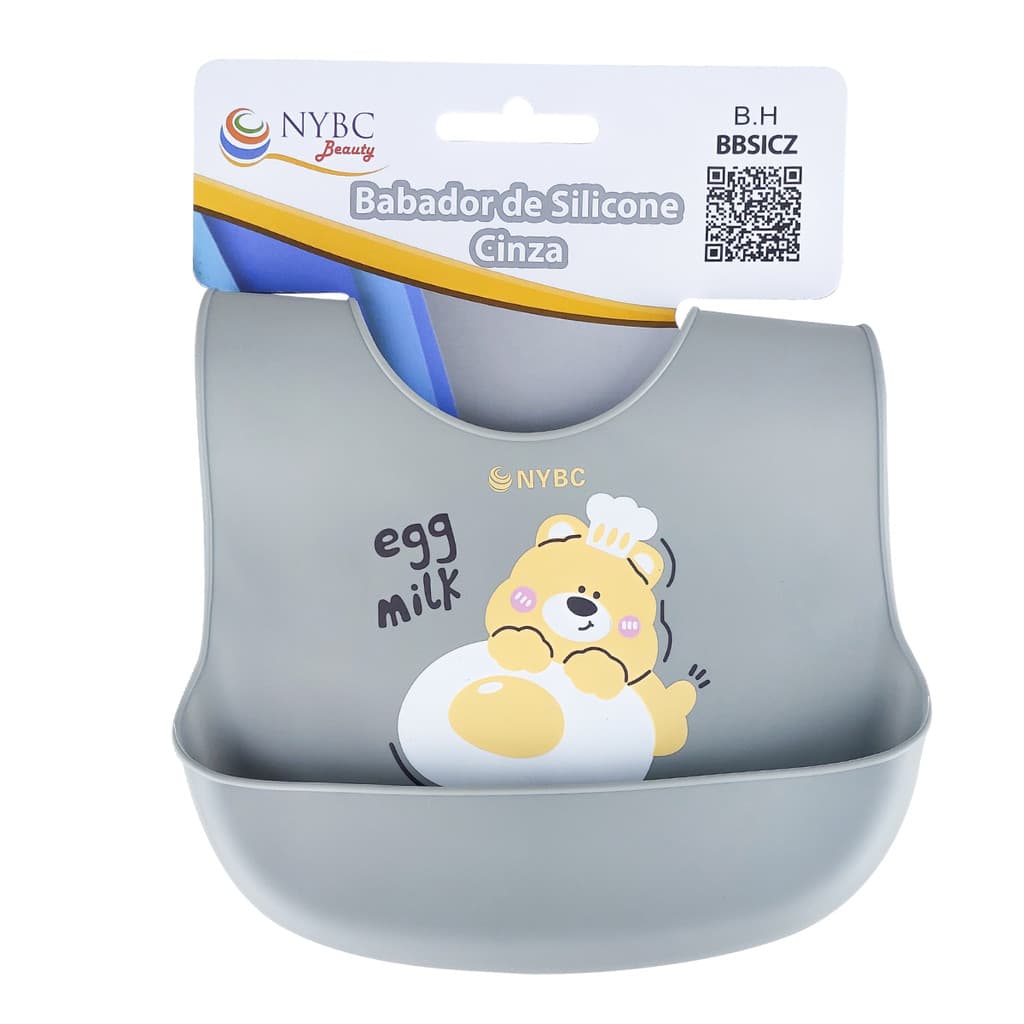 Babador De Silicone Cinza Sílica Gel NYBC